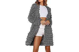 Open Front Gray Fur Coat for Warmth and Style