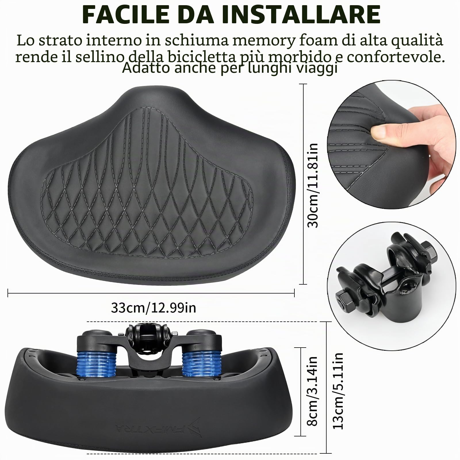 KOOOGEAR Sella per bicicletta da uomo e da donna, comoda, extra larga, traspirante, ergonomica, universale, ricambio per bici da città, Ebike, cyclette, mountain bike