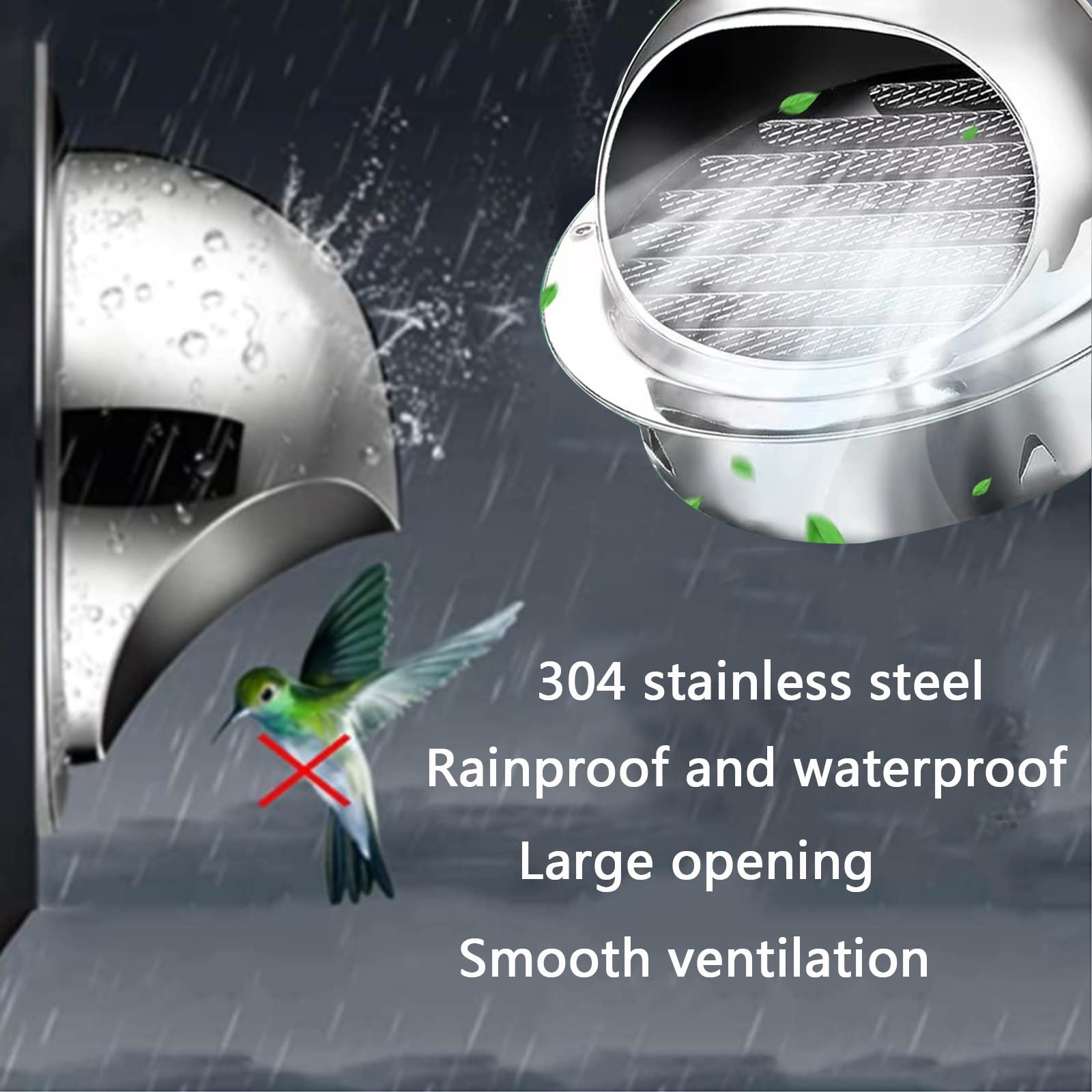 Grille Ventilation Hotte, Grille D'aération Ronde en Acier Inoxydable 304 Grille D'Aération Murale pour Bureau Cuisine Salle De Bain, pour L’évacuation De L'air Grille D'aération
