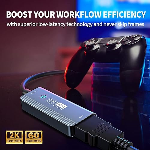 Miniatura 2 de Tarjeta de captura de video, tarjeta de captura HDMI a USB C 3.0, dispositivo de captura de video 1080P 60FPS, para transmisión, enseñanza, juegos,