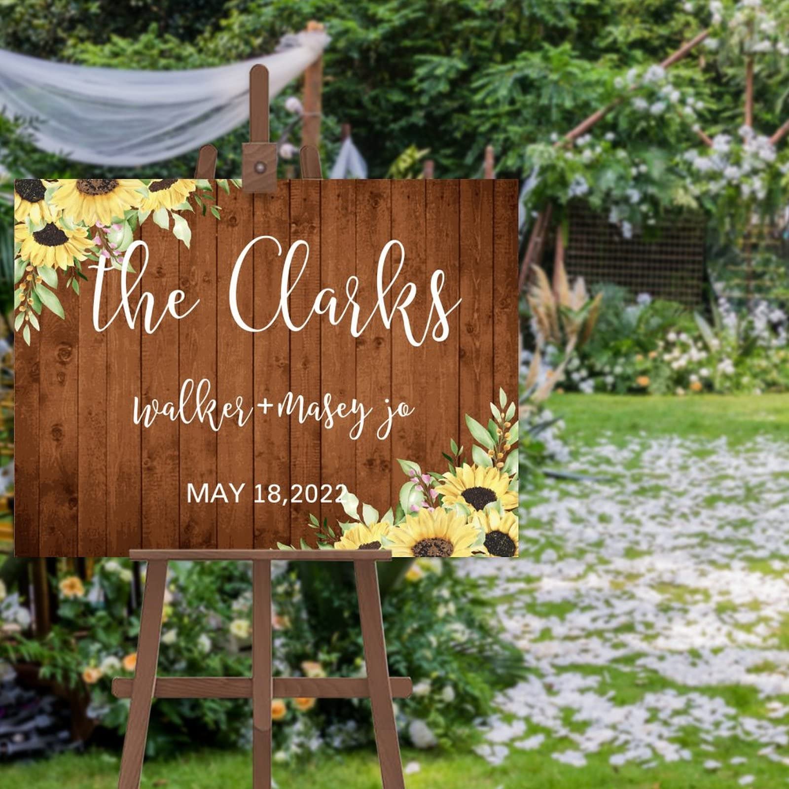 Panneau personnalisé avec tournesol floral Welcome to The Wedding de haute qualité