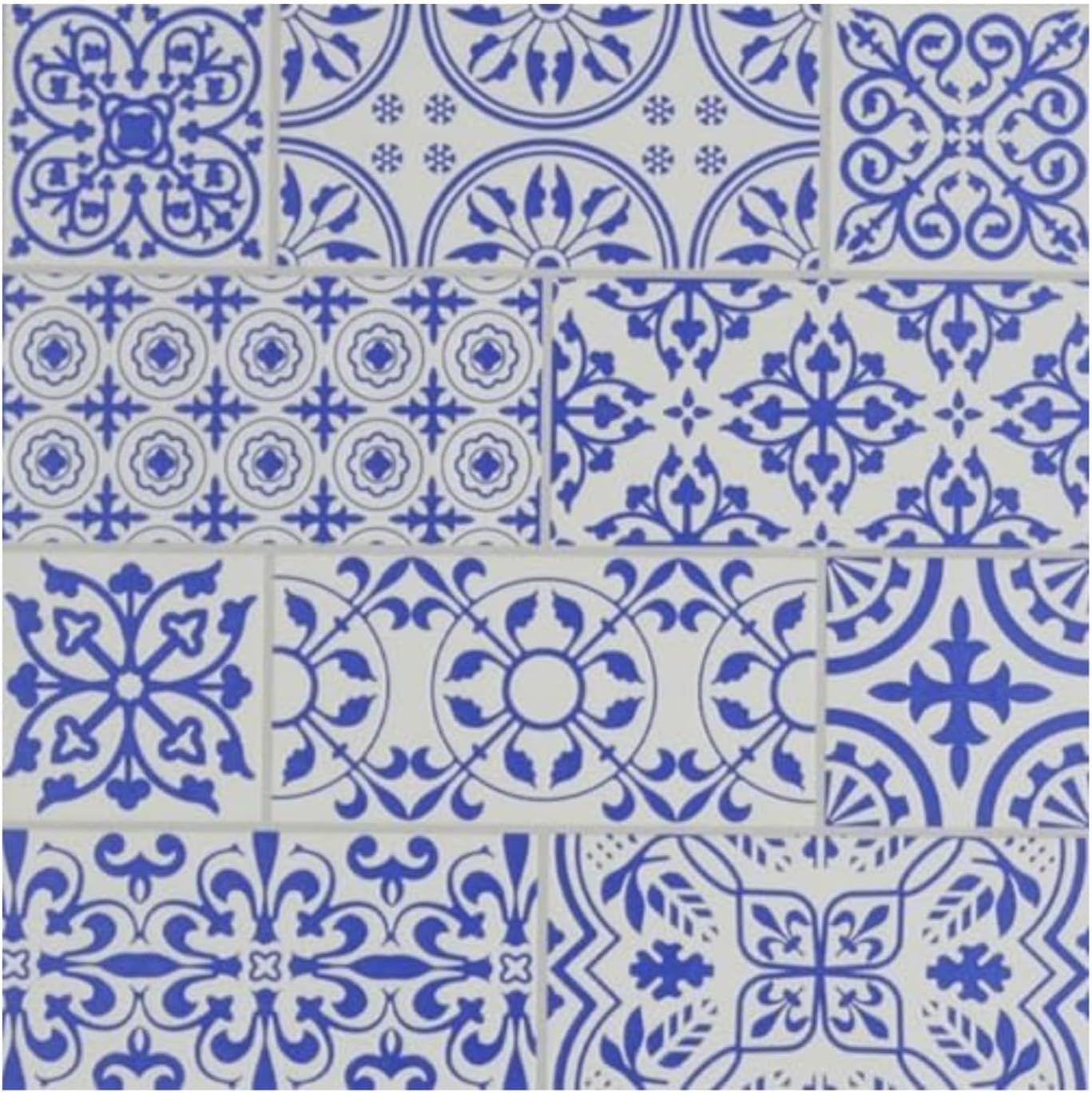 Main Street – 24-Pack of 8 x8 Peel and Stick Backsplash Wallpaper Tiles – Removable Self Adhesive Wall Tile for Kitchen, Renter-Friendly for Your Home and DIY Projects (Blue Painted Stone Mosaic)