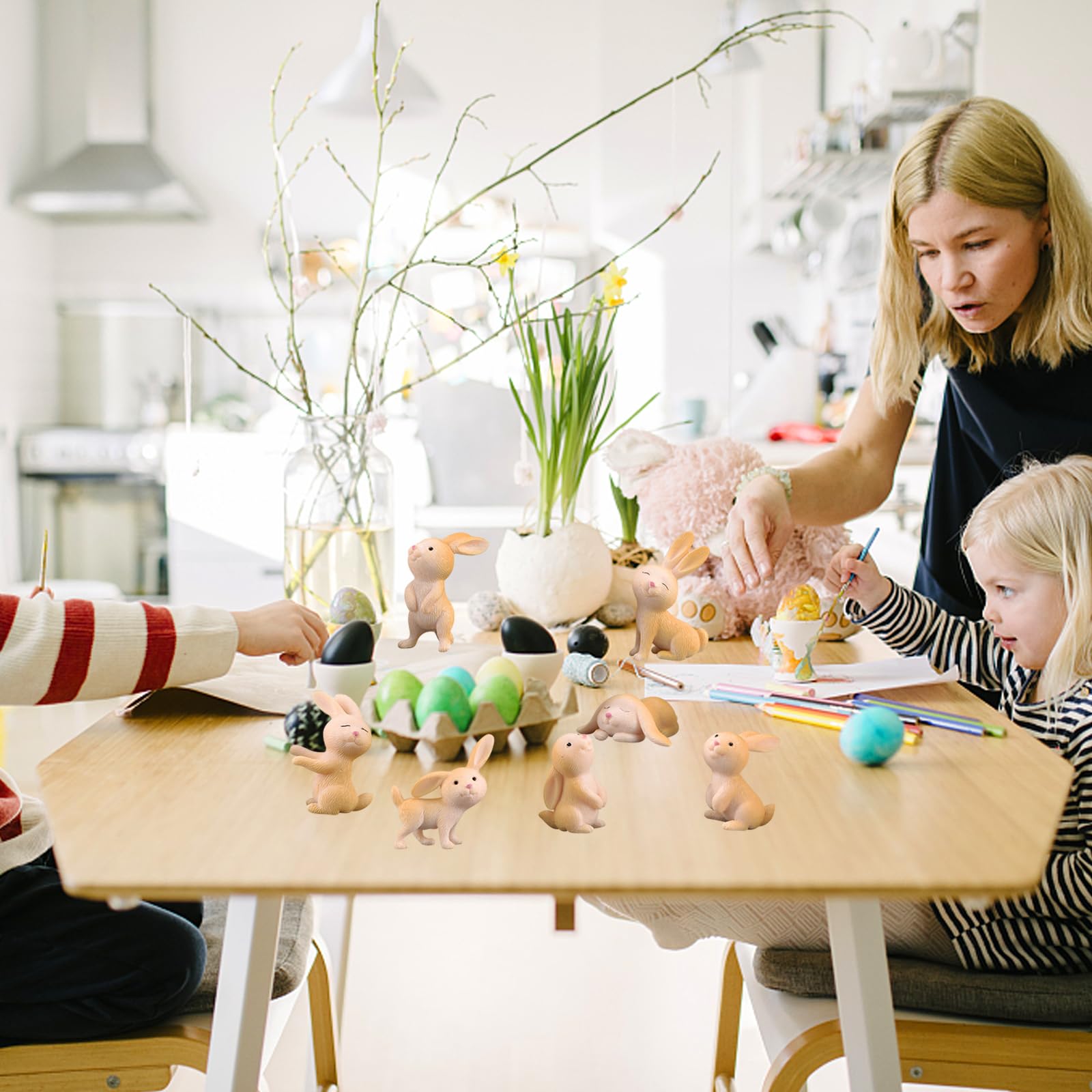 Funmo 7 Pièces Mini Figurines Lapin Résine - Décorations Pâques, Gâteaux Et Jardin De Fées