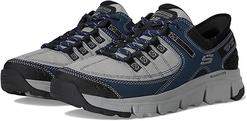 Skechers Summits at Hands Free - Tenis sin Cordones para Hombre, Gris/Azul Marin