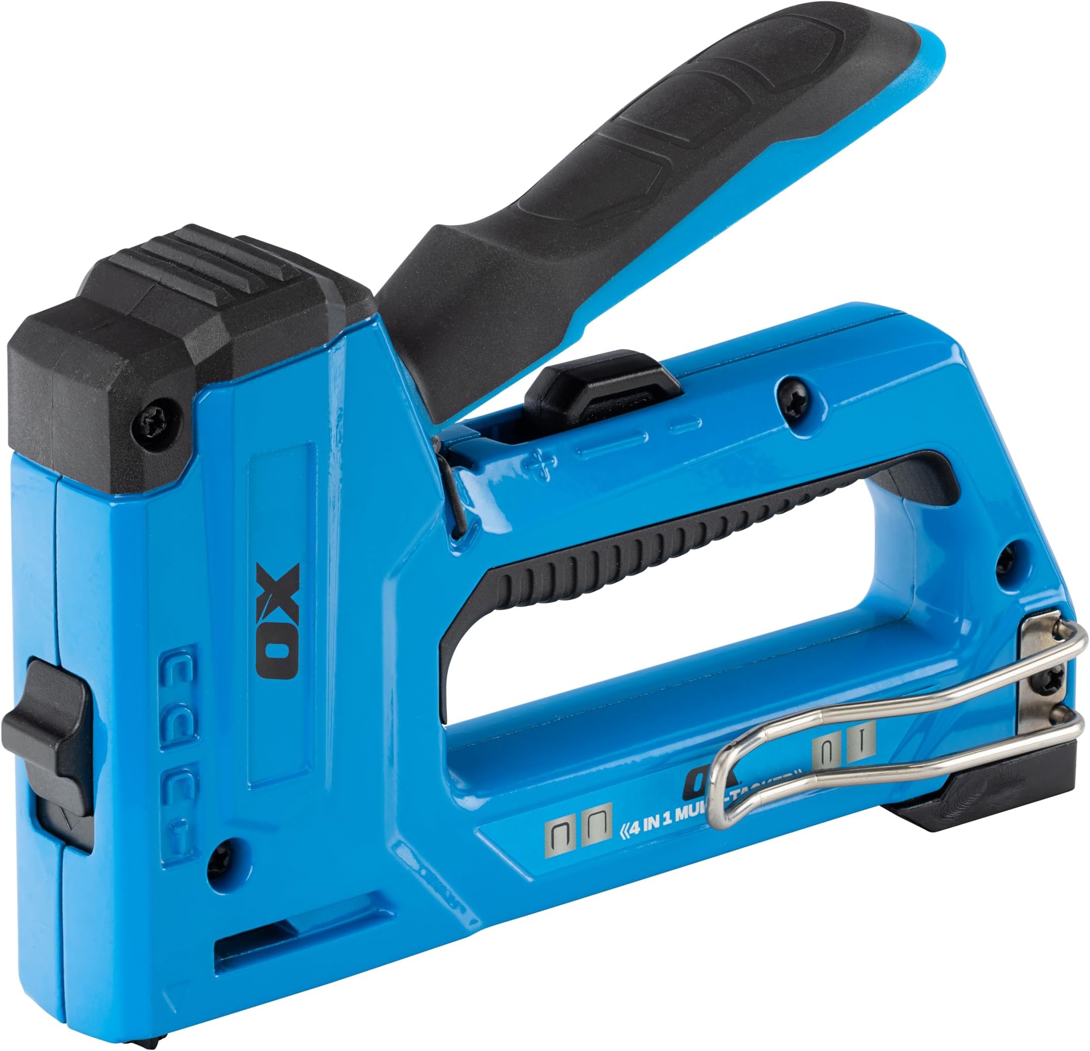 OX Tools Pro 4 in 1 Heavy Duty Staple Gun for Carpentry, Upholstery, Roofing, Flooring, DIY, Decoration, Repair