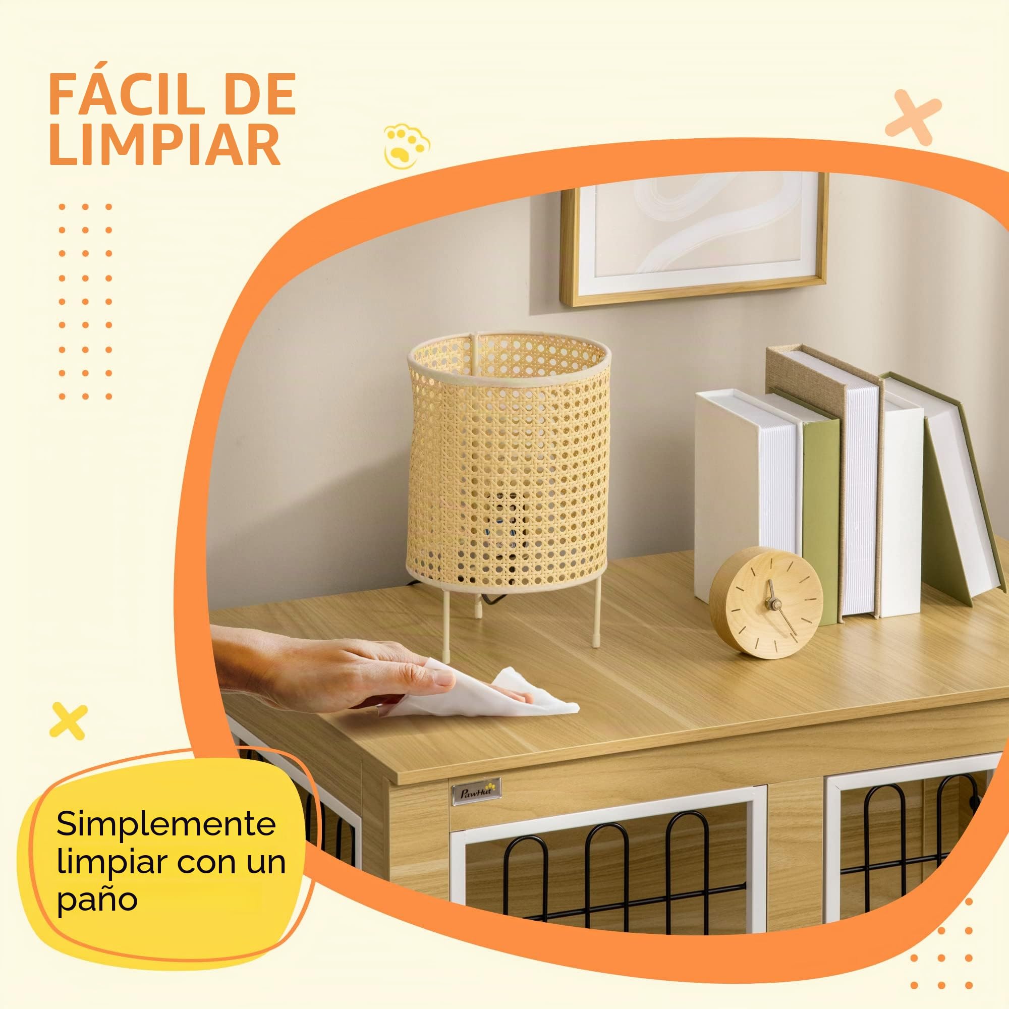 PawHut Jaula para Perros, Muebles con 2 Puertas, Cojines, 2 Cierres, Caja de Metal para Perros para el hogar, Interior, caseta para Perros Grandes de hasta 25 kg, Mesa Auxiliar para Perros, 90 x 58 x