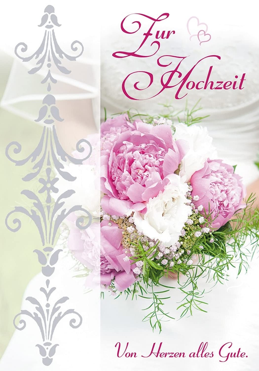 Perleberg Wedding Card with Floral Motif & Text - Basic Classic Collection - Premium Quality Wedding Card - Lovely Gift for Wedding with Envelope - 11.6 x 16.6 cm