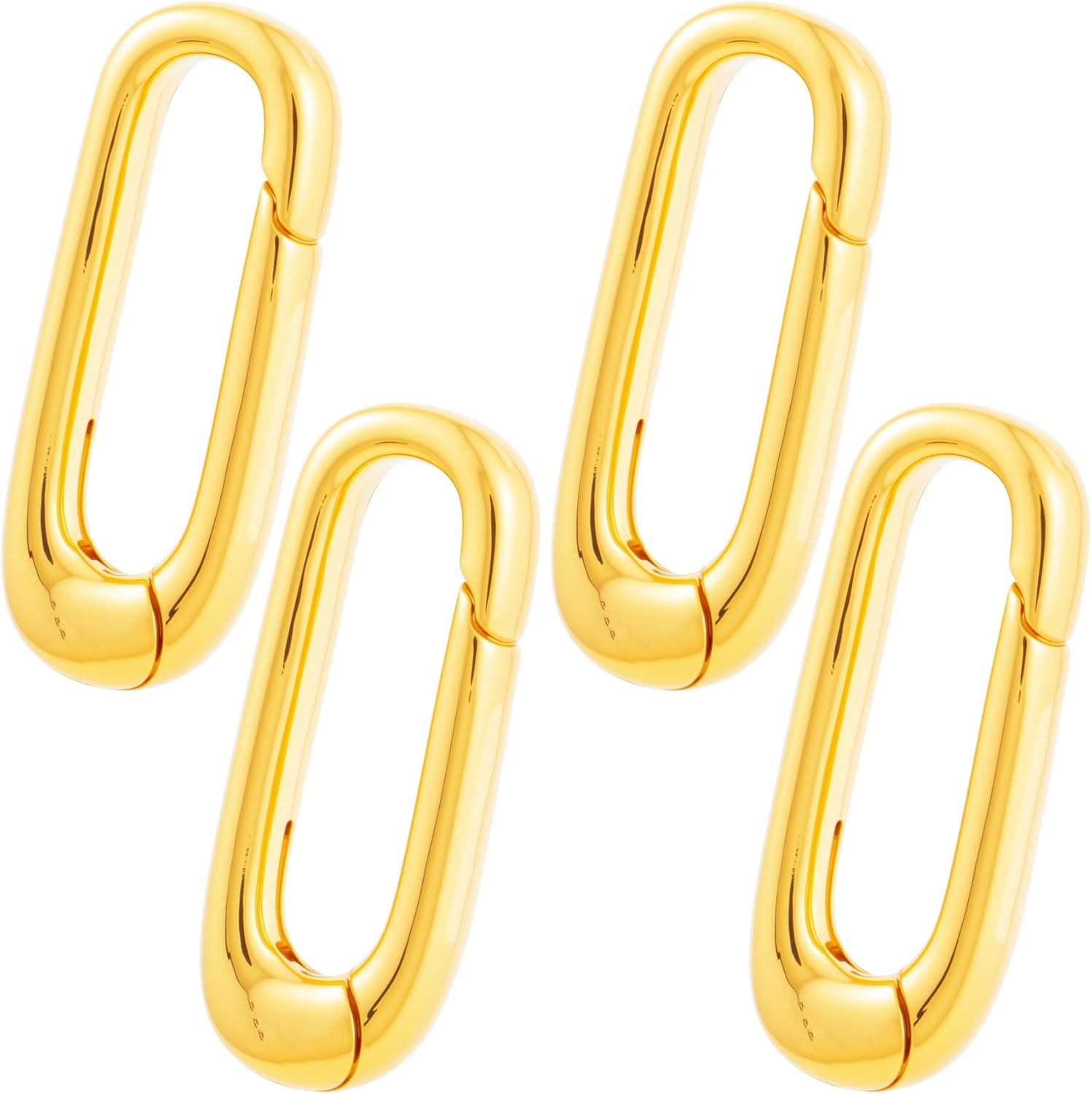 4Pcs 18K Gold Filled Oval Necklace Clasps Bracelet Pendant Carabiner Closures Necklace Enhancer Wedding Spring Ring Connector for Jewelry Making - 0.7" x 0.28"