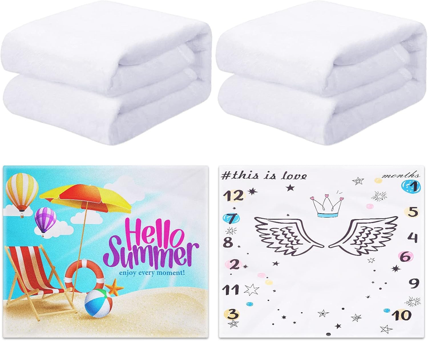 Macarrie 2 Pieces Sublimation Blanket Sublimation Baby