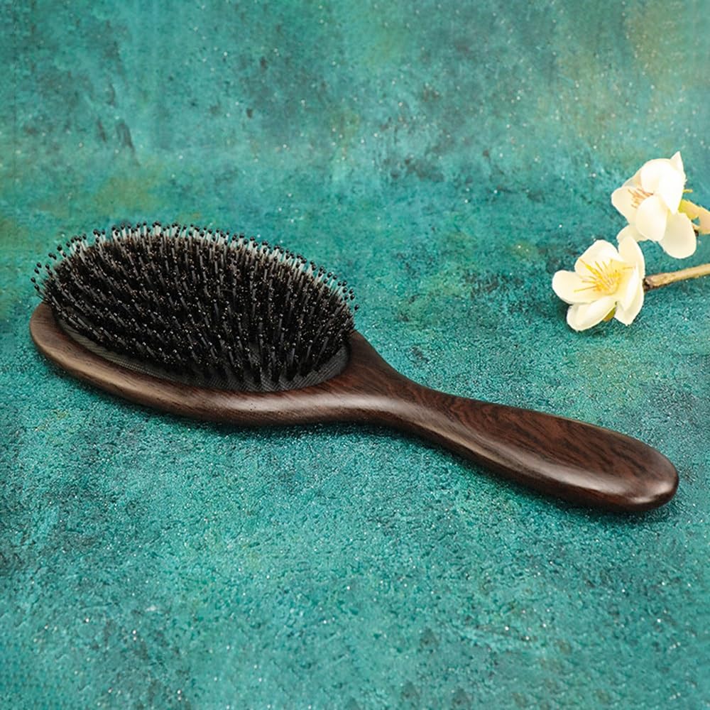 Cepillo for el cabello, cepillo for el cabello con cerdas de jabalí for cabello grueso, rizado, fino, largo, corto, húmedo o seco, agrega brillo y suaviza el cabello, el mejor cepillo for el cabello c