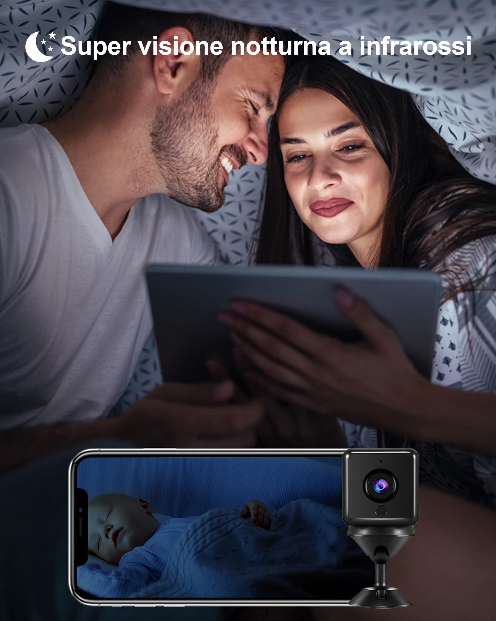 aobo Telecamera Nascosta 4K HD Mini Wifi Interno Videocamera Sorveglianza Senza Fili Batteria Lunga Durata Spy Cam