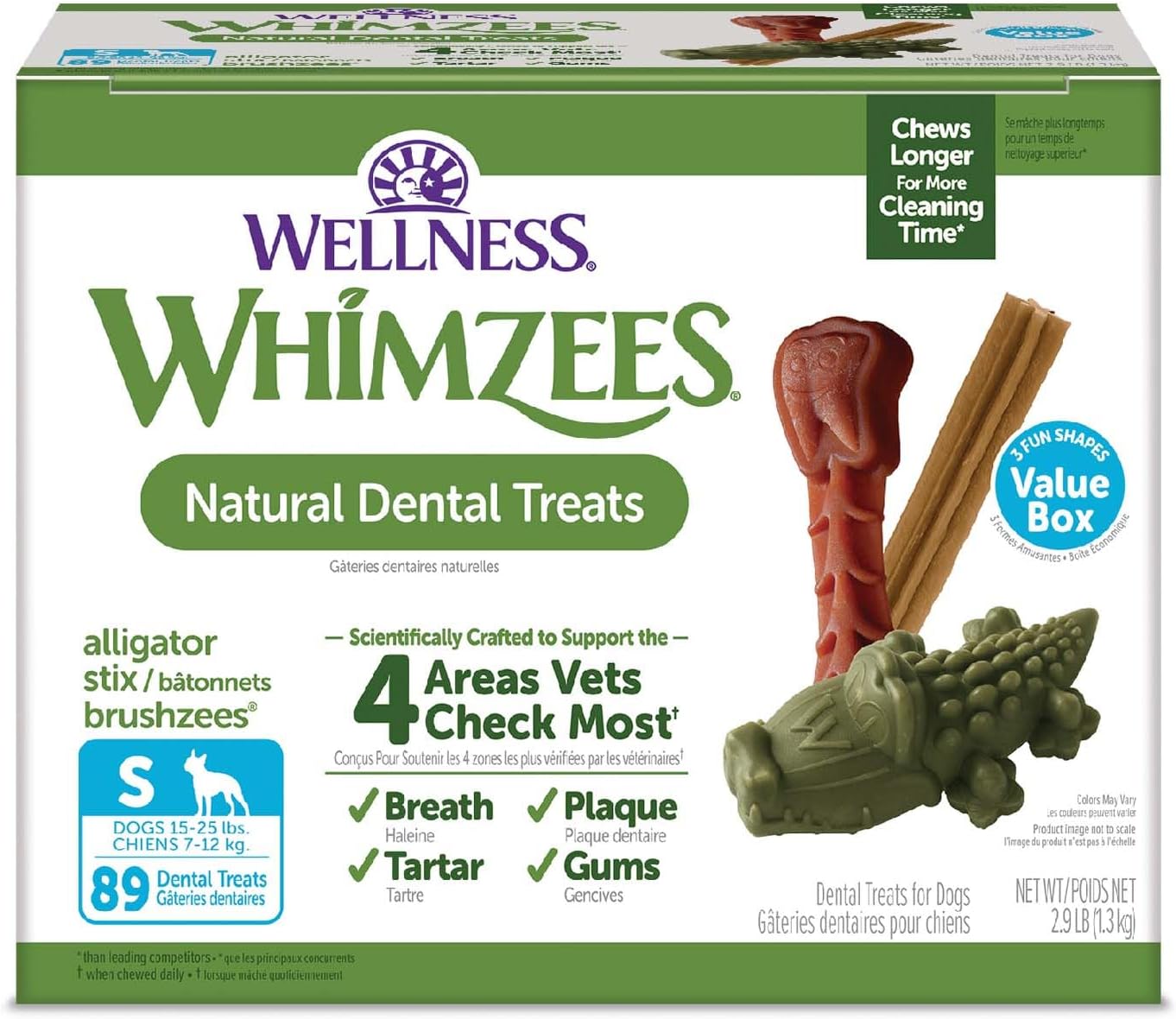 by Wellness Value Box Natural Dental Chews for Dogs, Long Lasting Treats, Grain-Free, Freshens Breath, Small Breed, 89 count