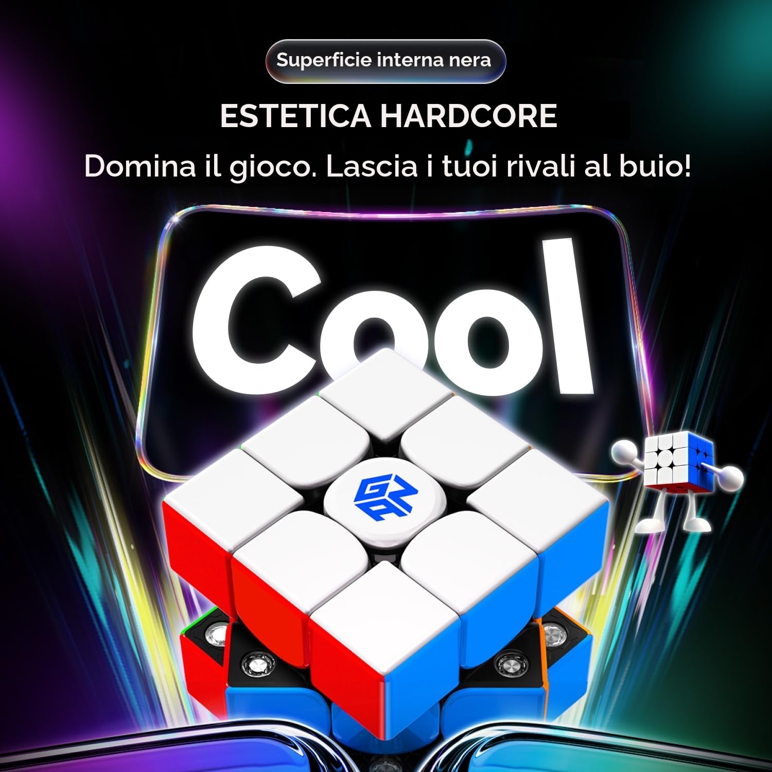 GAN V100 Maglev Cubo di Velocità Professionale 3x3 Speed Cube, Cubo Magnetico con 72 Magneti e Design Leggero da 64g, GAN Cube 355 Maglev è Perfetto per Giocatori con Mani Piccole e per Principianti.