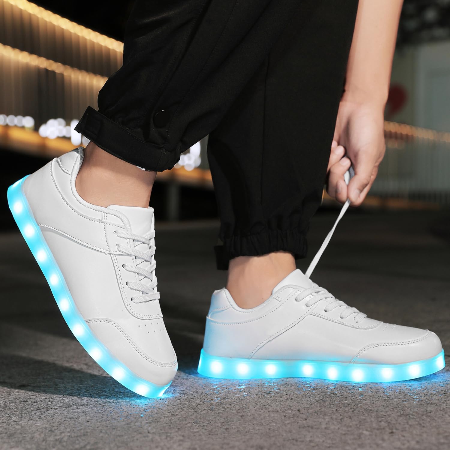 LED Unisex Light Up Shoes High Top Luminous Flashing USB Charging Lace Up Couples Sneakers for Women Men - Image 3