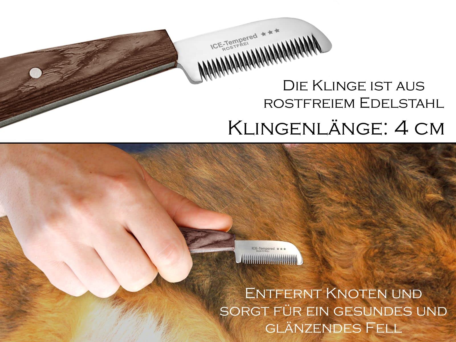 Trimmmesser Set für Hunde und Katzen 3-teiliger Satz Haustier Trimmer - Hundefellpflege Kamm - Unterwolle Fellmesser Hundeschere aus Edelstahl für Langhaar und Kurzhaar
