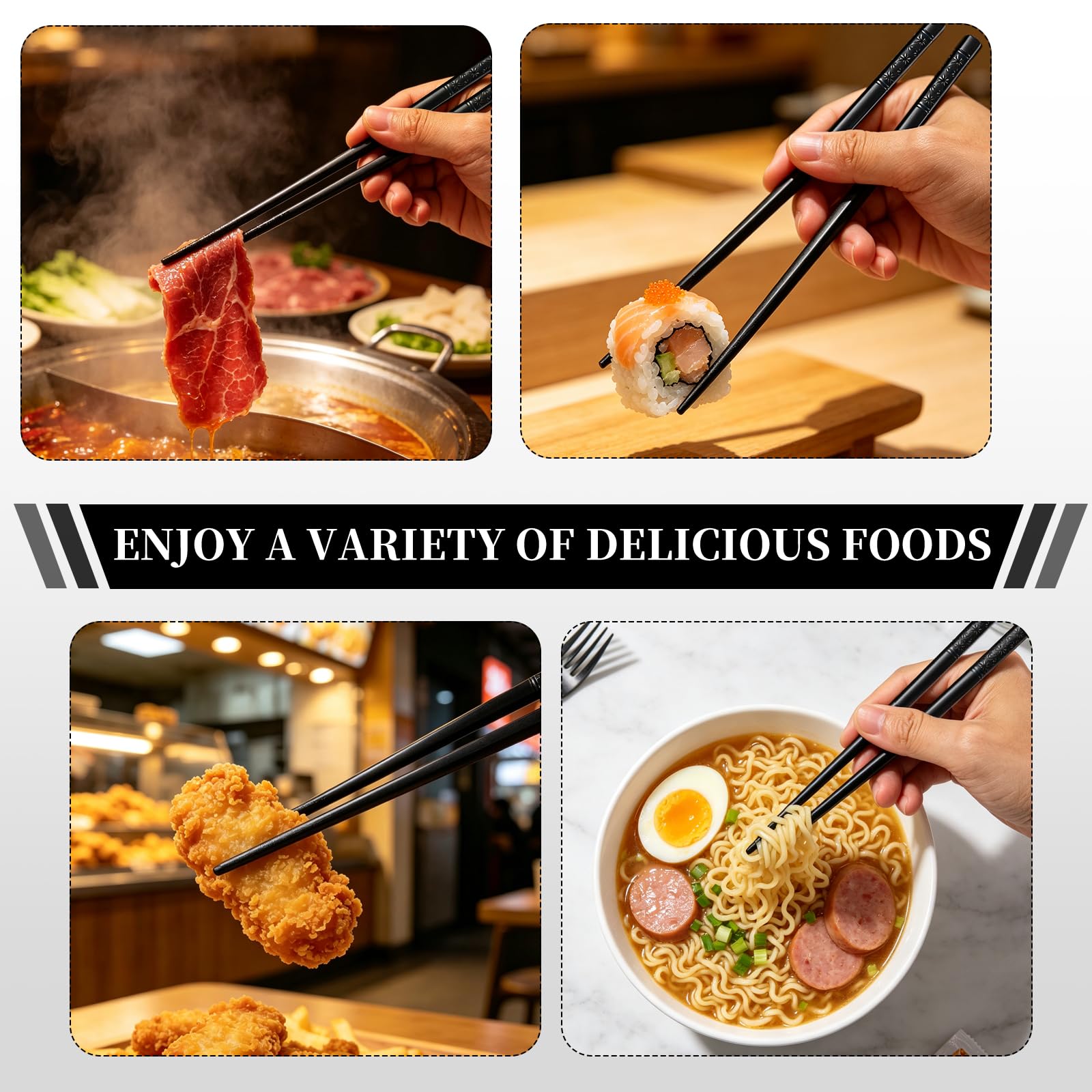 Fiberglass Chopsticks - 15 Pairs, Anti-Slip & Durable -6