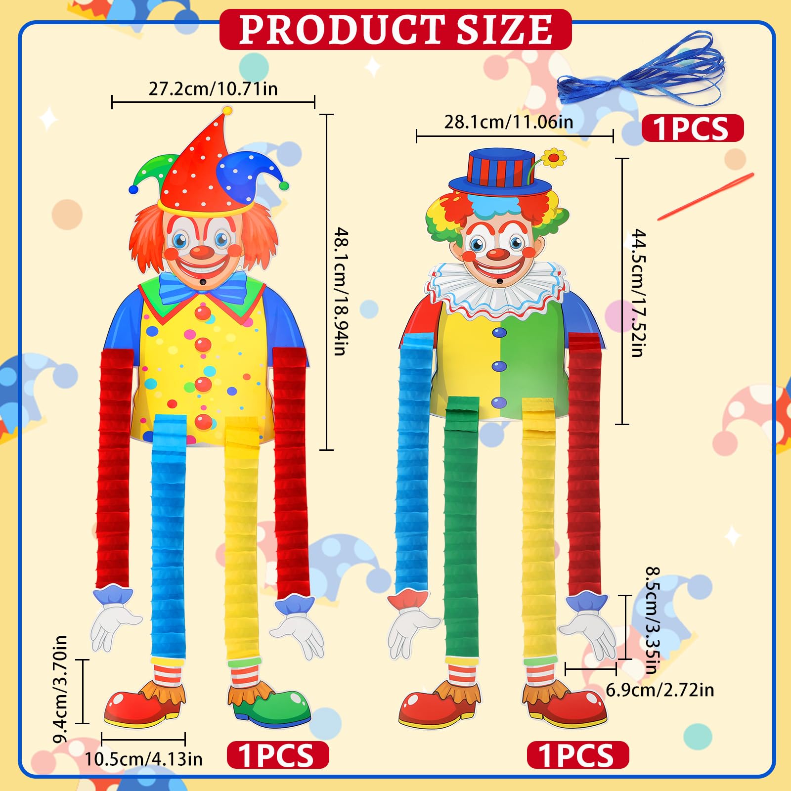Mumjooyi Décoration de Clown Bannière Suspendue 2 Pièces pour Carnaval Mardi Gras