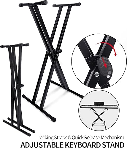 Miniatura 3 de Fesley Teclado de piano semipesado de 88 teclas con soporte, teclado de piano digital de tamaño completo para principiantes, piano de teclado de 88