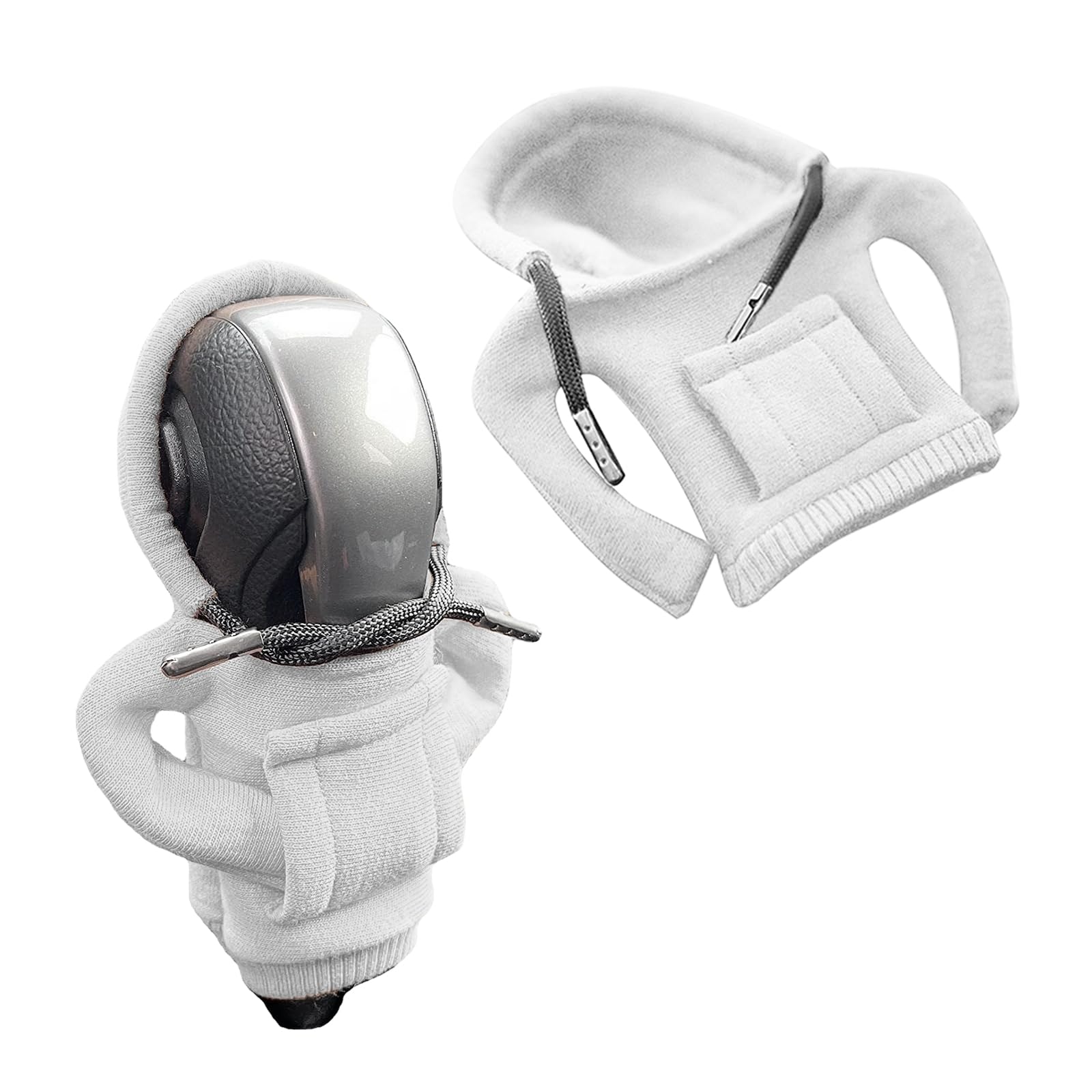 Gear Knob Hoodie, Gear Knob Cover, Gear Shift Hoodie Cover, Funny Hoodies Gear Lever Decoration, for Car Decorative (White)