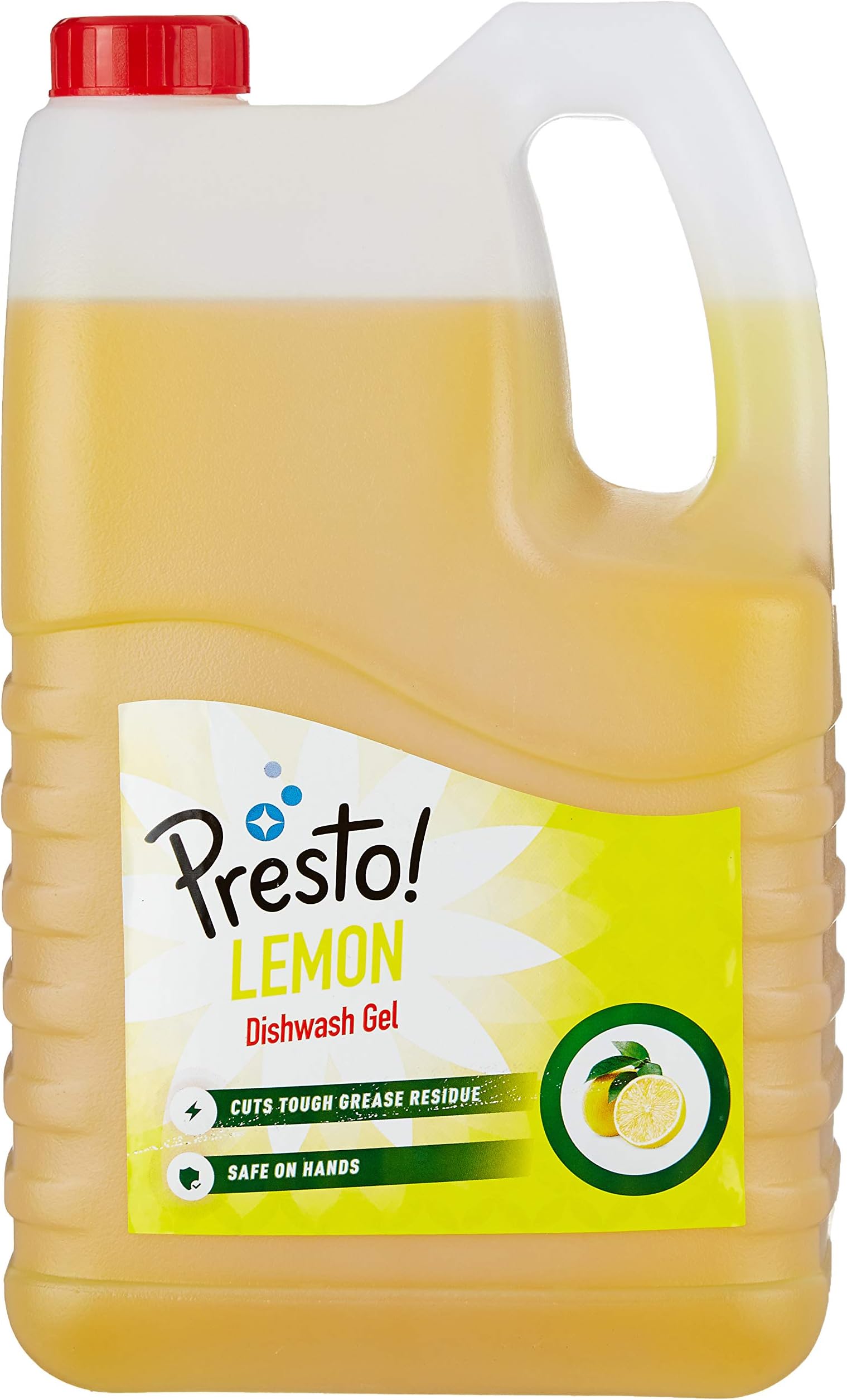 - Amazon Brand - Presto! Dishwash Gel | Lemon | 5 Litre Refill Can | Dishwash Liquid | Cuts Through Grease | Safe On Hands