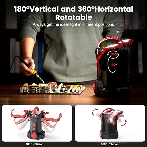 Miniatura 3 de Avhrit Luz de trabajo LED de 5000LM 60W, lámpara de trabajo recargable con batería de 5000mAh, linterna LED portátil 2 en 1 y banco de energía para