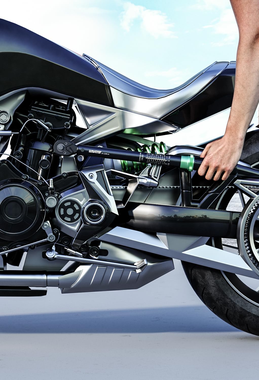 3/8" Dinamometrica, 10-110 NM Chiave Dinamometrica Precisione ±3% con 72 Denti, Chiave Dinamometrica per Bici, Moto e Auto Manutenzione del Veicolo