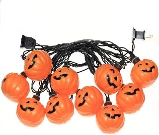 10 LED Pumpkin Decorative Lighting String, 9 Ft Black Wire String Lights, for Party, Garden, Fence, Wall, Trees.