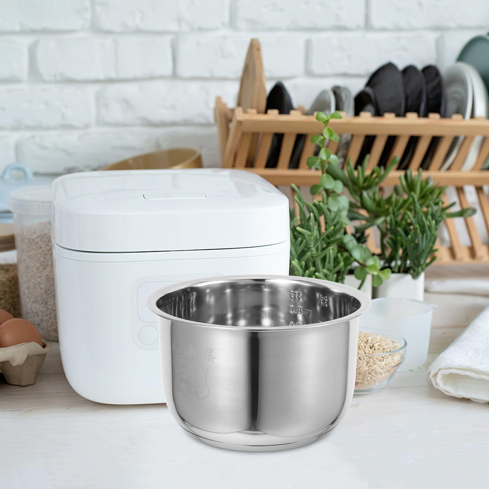 VALICLUD Pentola interna in acciaio inox per cuociriso 1,8 L ispessito non rivestito fodera di ricambio per la cucina quotidiana