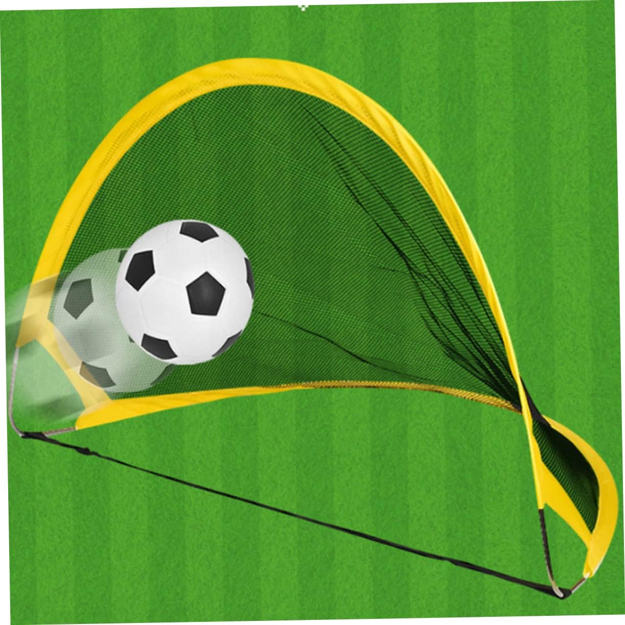 2 Pcs Foldable Soccer Goal Set with Popup Nets Football Inflator Iron Nails for Outdoor Training and Skill Practice
