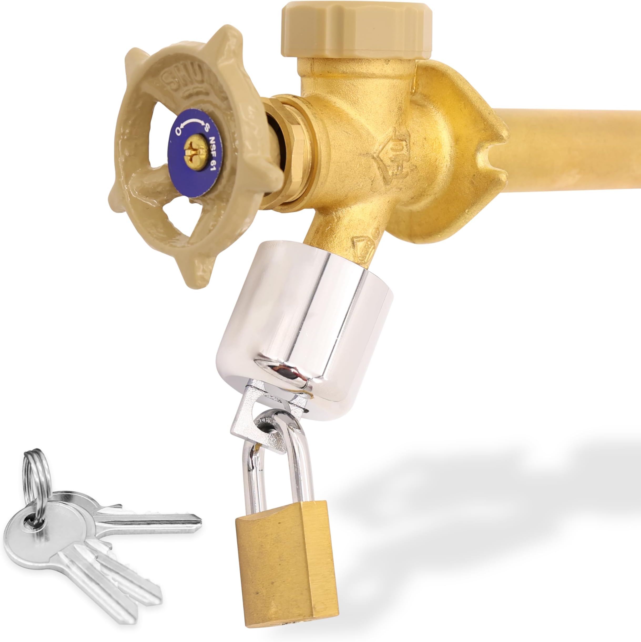 TRADESAFE Water Spigot Lock - Premium Hose Bib Lock, Faucet Locks Outdoor with Keyed Padlock, Outdoor Faucet Lock, Durable Outside Faucet Child Lock, Prevent Water Theft, Unauthorized Water Use