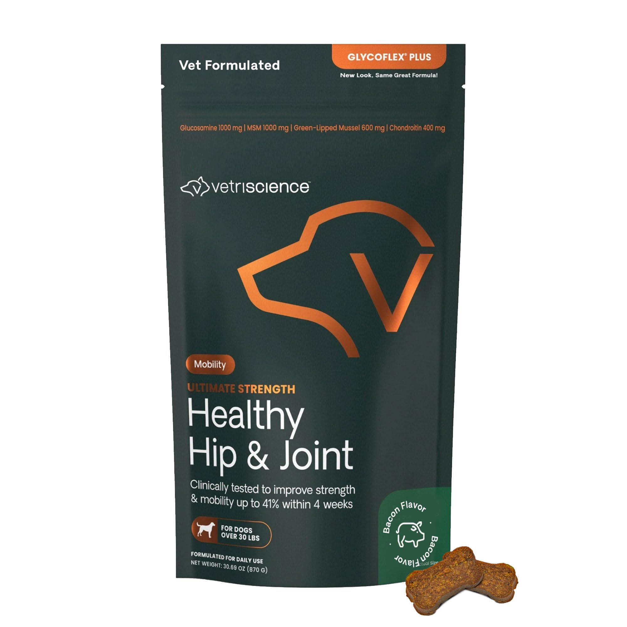 Sponsored Ad - GlycoFlex Ultimate Strength Healthy Hip & Joint Glucosamine Supplements for Dogs, with MSM, Chondroitin & Green-Lipped Mussel, Soft Chews, Bacon, 120 Count - New Look