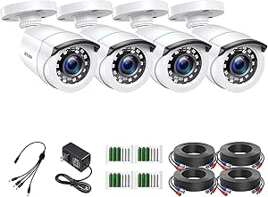 ZOSI 4 x 2MP 1080p HD-TVI Home Security Camera Outdoor Indoor 1920TVL,24PCS LEDs,80ft Night Vision, 90°View Angle, Weatherproof Outside Surveillance CCTV Bullet Camera asin的图片