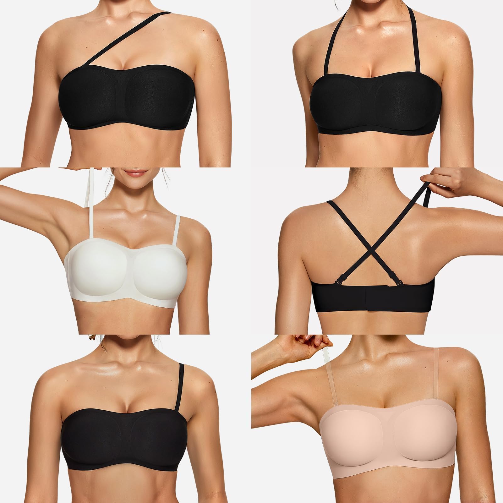 OEAK Brasier sin tirantes para mujer, brasier sin tirantes, brasier bandeau antideslizante, sin varillas, acolchado, sin costuras, cómodo brasier de tubo