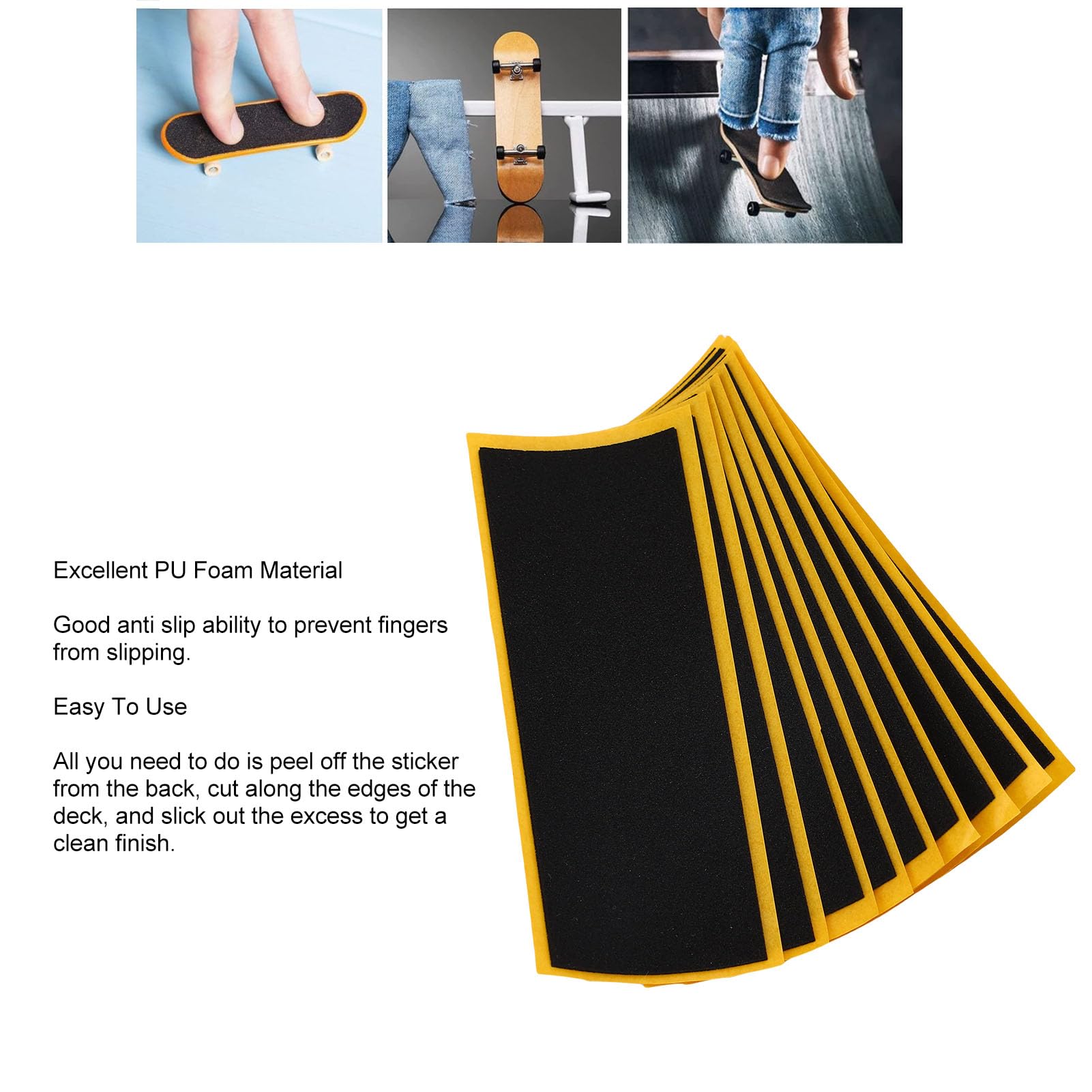 ViaGasaFamido Bandes Antidérapantes Mousse PU Noire Lot de 50 10,9x3,8cm Adhésif Puissant pour Contrôle et Stabilité Améliorés Volant Intérieur