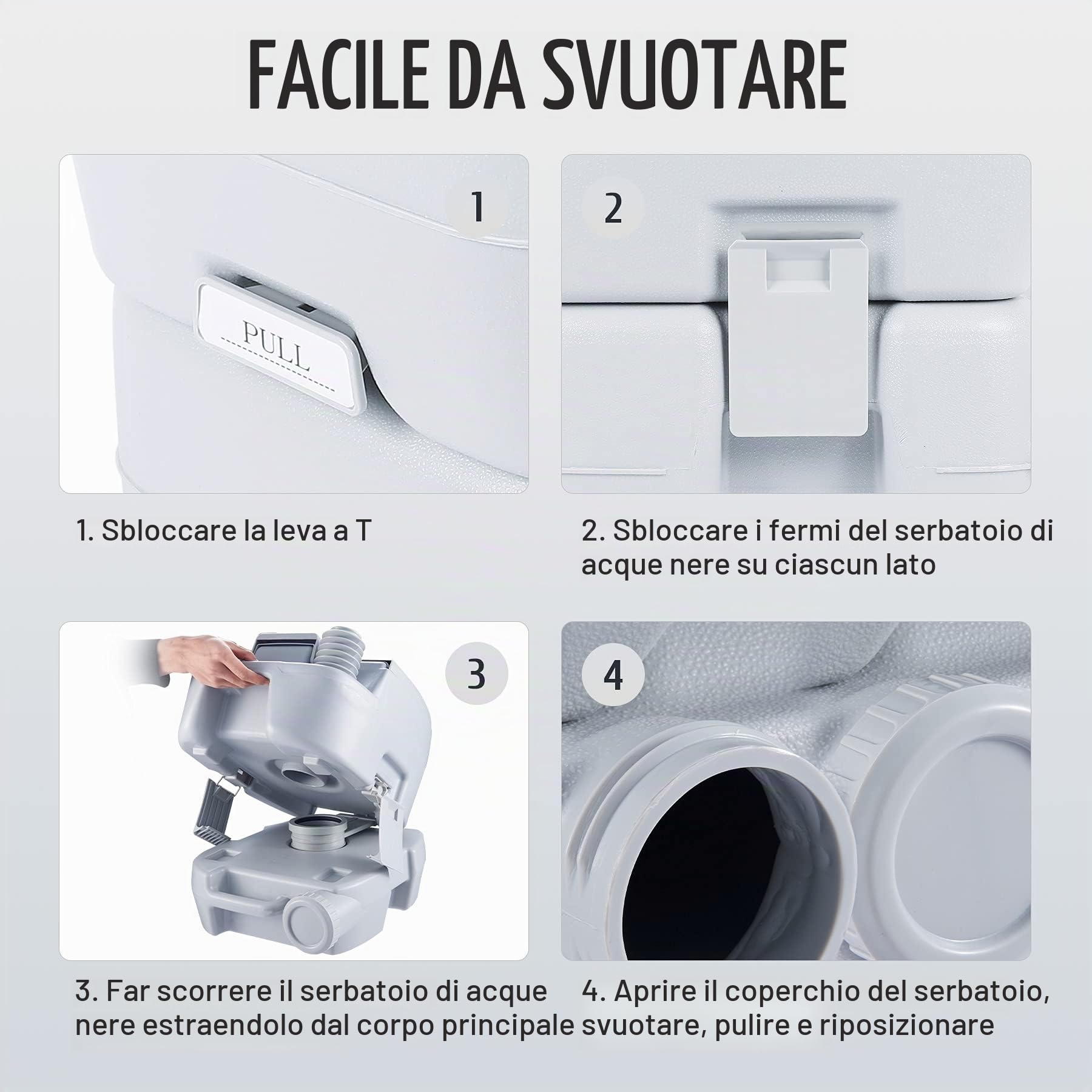 DARTMOOR Toilette da Campeggio WC Portatile con Serbatoio Rimovibile WC Chimico da Viaggio per Camper, Furgoni, Barche (20 L)