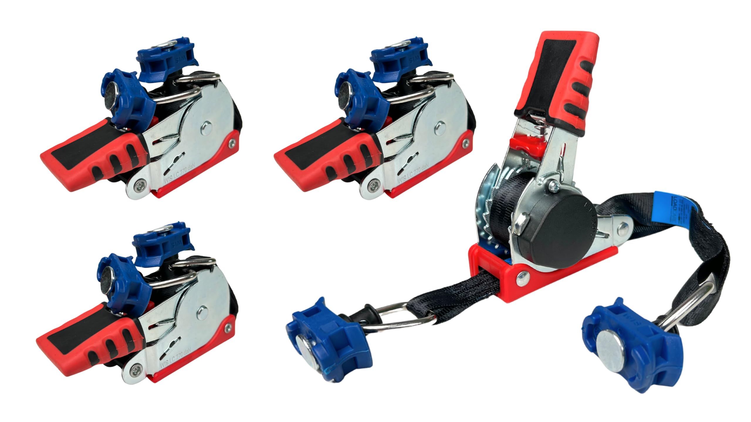 4 x Automatik Spanngurt mit Aufrollmechanismus Automatischer Zurrgurt mit Fittingen für Airlineschiene schwarz 2 Meter x 25mm 125 daN selbstaufrollend