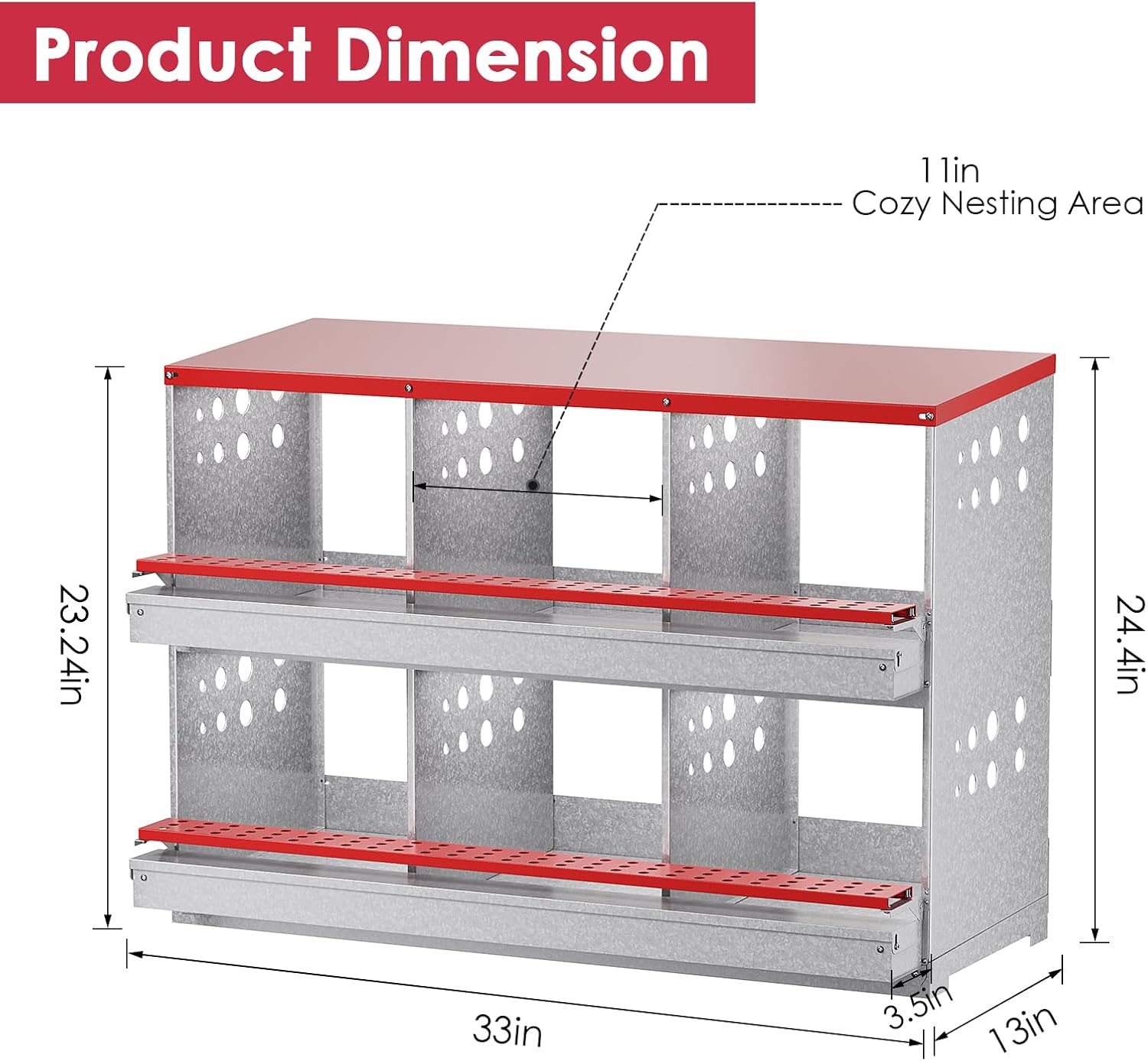 Chicken Nesting Boxes, 6 Hole Nesting Box for Chickens with Easy Egg Collection Roll Away Heavy Duty Chicken Coop Laying Box for Hens