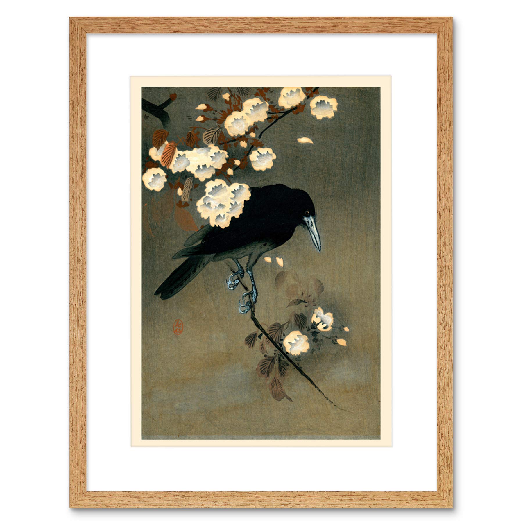 Wee Blue Coo Koson Crow & Blossom Framed Wall Art Print