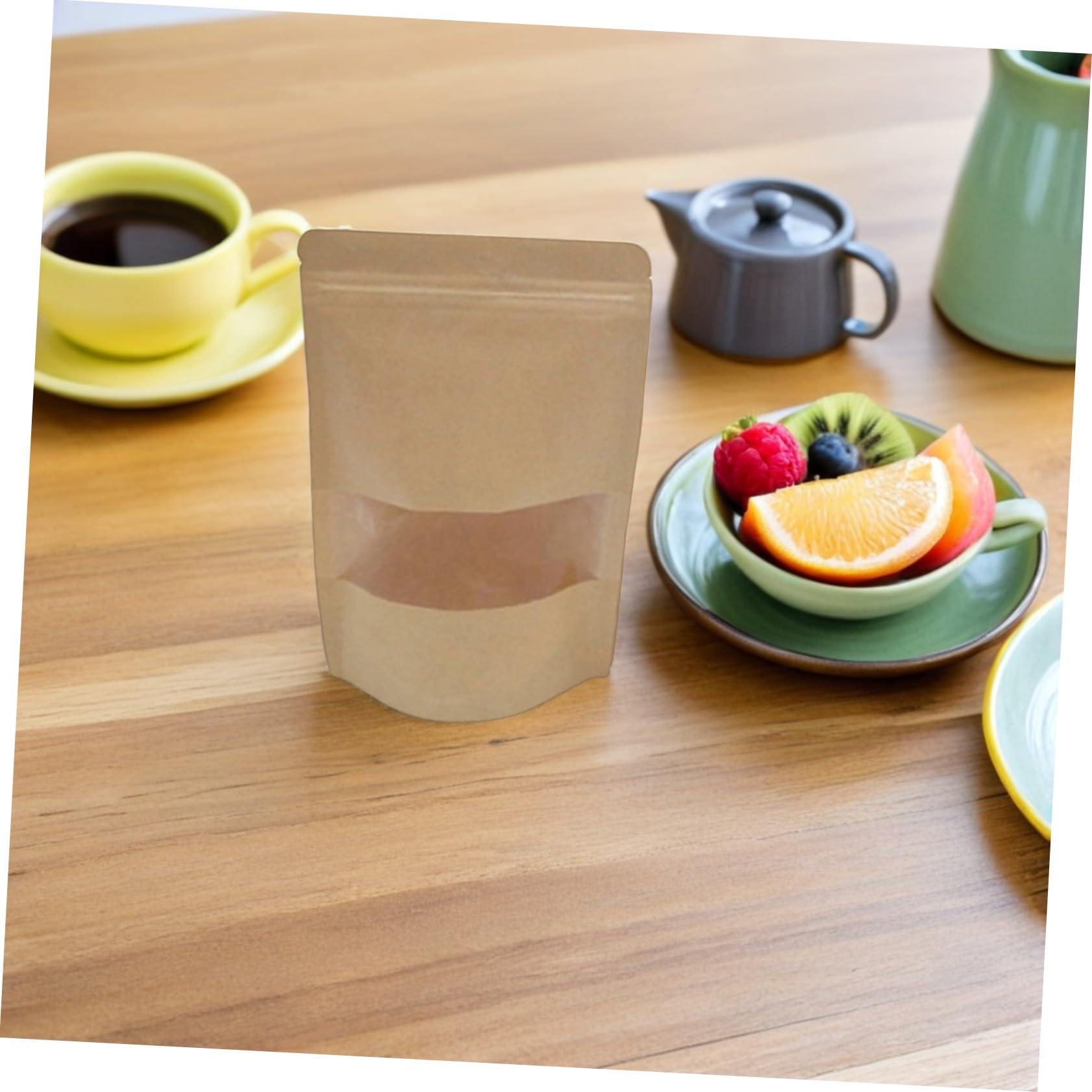 ibasenice 50pièces Sachets à Fenêtre Papier Kraft Sacs De Conservation Alimentaire Réutilisables Avec Fermeture Éclair Pour Emballage De Friandises Biscuits Et Petits Objets
