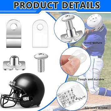 Fabbay Football Helmet Repair Kit, R Shape Clips Screws Nuts Gaskets