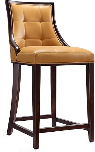 Manhattan Comfort Fifth Avenue Taburetes de piel sintética con costuras de diseño rectangular, acolchado de espuma y marco de madera de haya maciza,