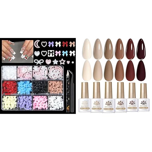 Born Pretty Brown Gel Nail Polish with 3D Nail Charms