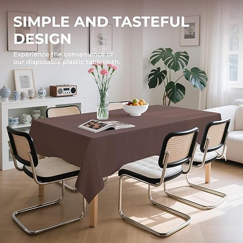 Miniatura 3 de Paquete de 6 manteles de plástico desechables de alta calidad de 54 x 108 pulgadas, manteles desechables para mesas de 6 a 8 pies, interiores o