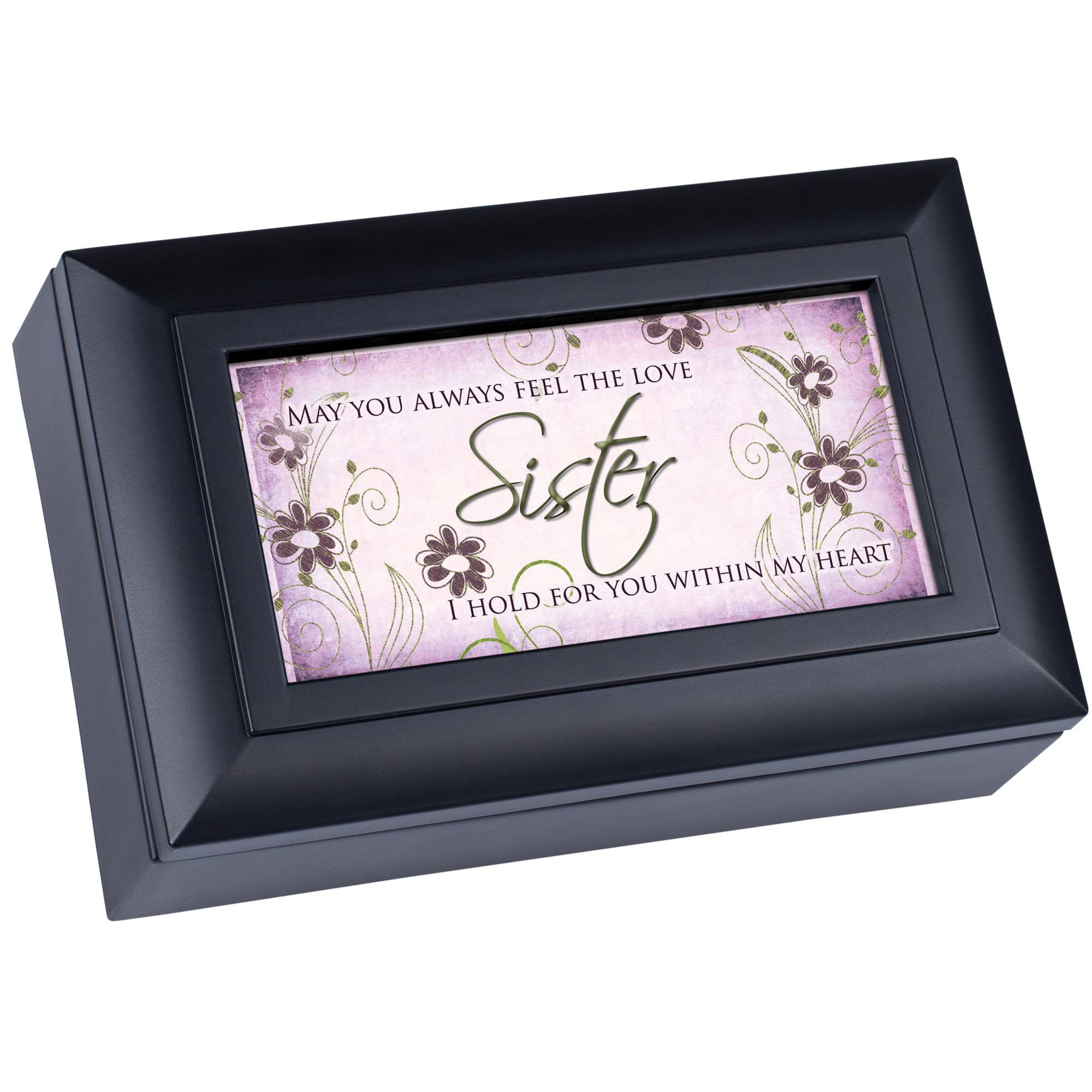 Sister Feel The Love Black Cottage Garden Petite Jewelry Music Box Plays What a Wonderful World by Cottage Garden