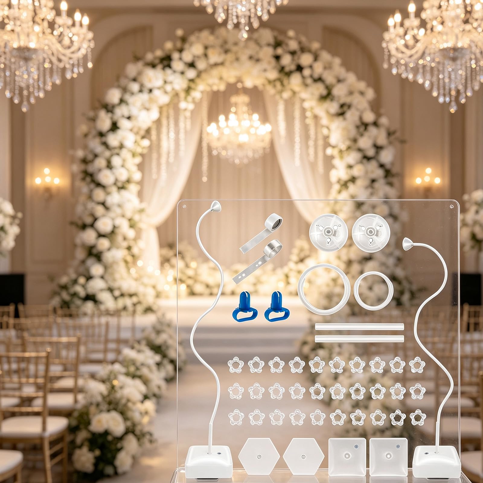 Celebration Arch Decor Rahmen für Empfangseingang Styling mit PVC | Standfuß, drapierter Ballon-Blumen-Akzent, ca. 150 x 250 cm, Hochzeitsgebrauch