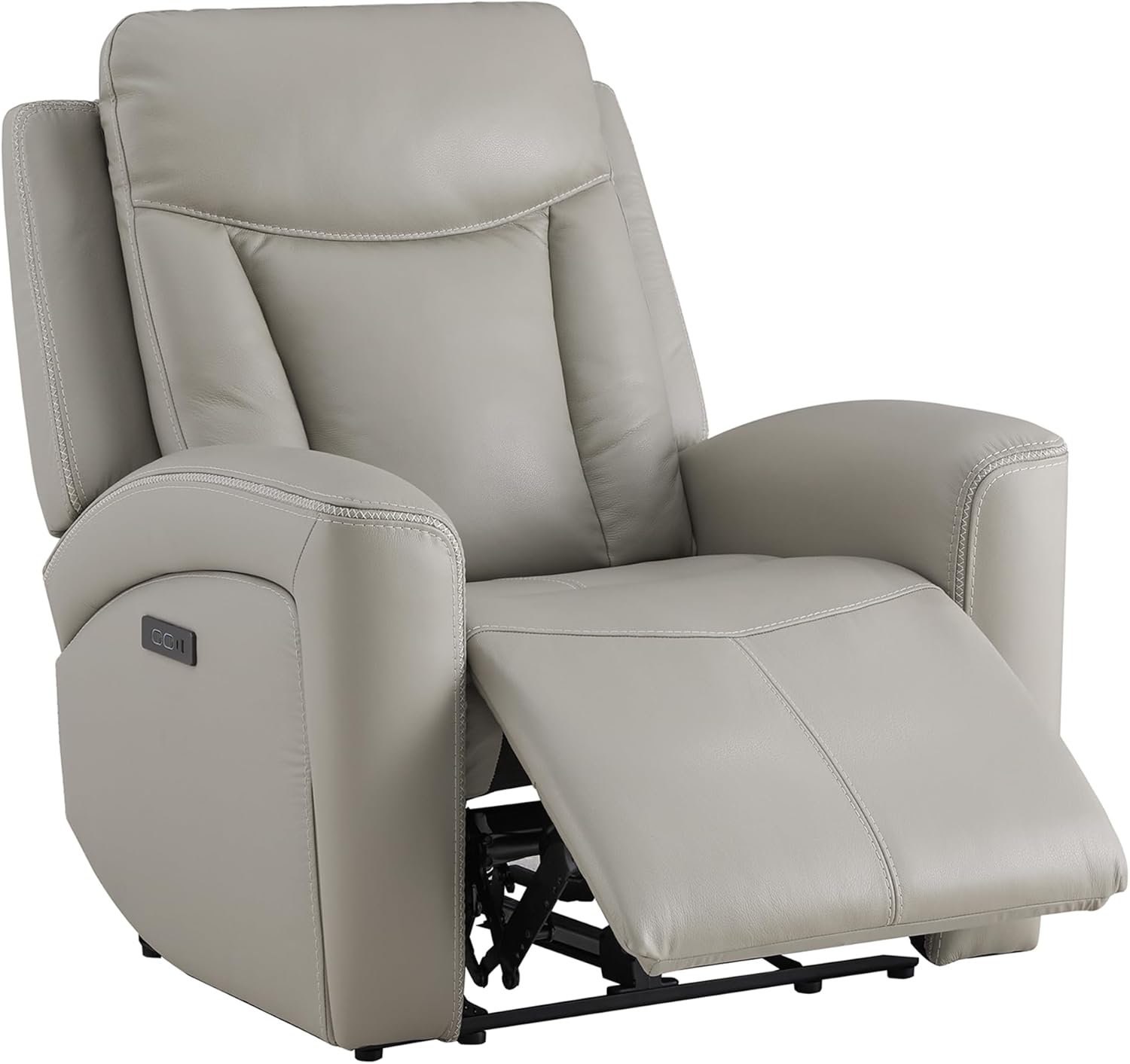 CHITA Genuine Leather Power Recliner Chair for Adults, Super Zero Gravity Recliner with Adjustable Power Headrest & USB/Type-C Ports, for Living Room, Bedroom & Home Theater, Light Gray