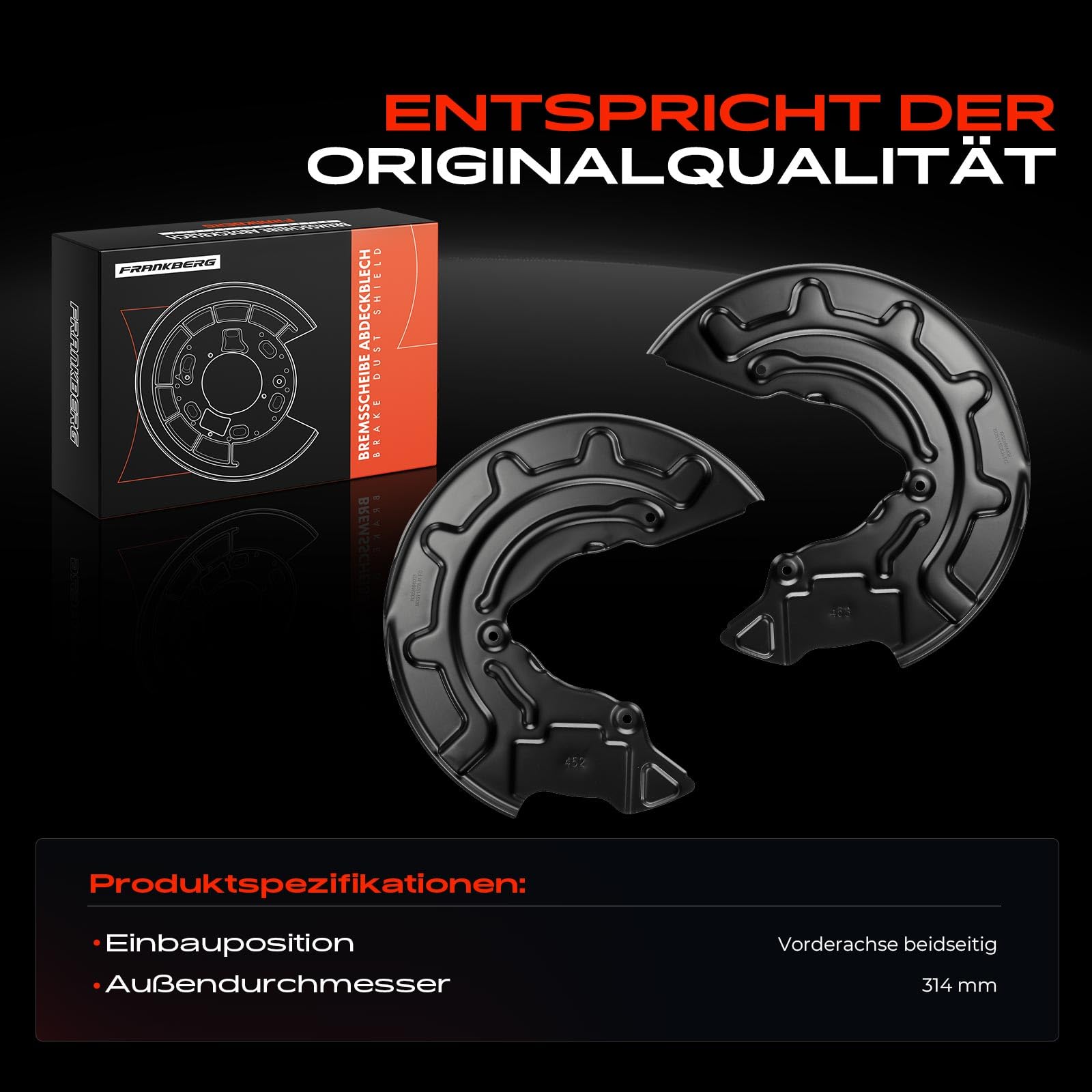 Frankberg 2x Spritzblech Bremsscheibe Vorderachse Kompatibel mit Golf Alltrack BA5 BV5 1.6L-2.0L 2014-2020 O.ctavia III 5E3 NL3 NR3 1.0L-2.0L 2012-2020 Replace# 5Q0615312D