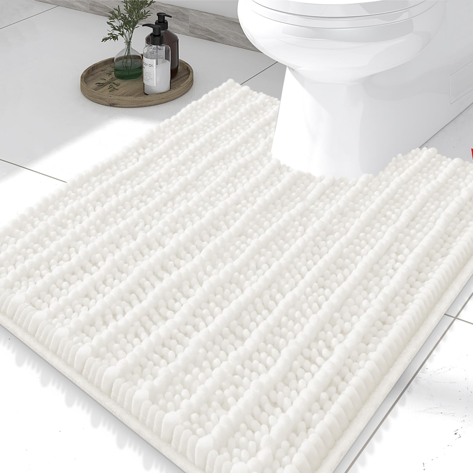 Smiry Bathroom Toilet Rugs U Shaped 24X20, Chenille Bath mats for Toilet