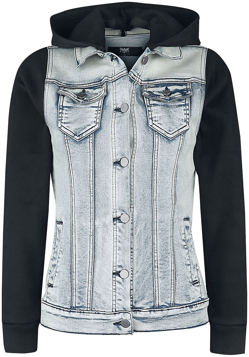 Black Premium by EMP Mujer Chaqueta vaquera negra con mangas de sudadera