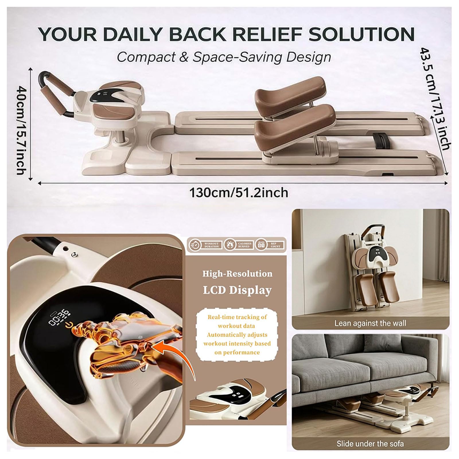 Trenażer kręgosłupa, Spine Twist and Stretch Trainer, 3-stopniowa regulacja wysokości, licznik LED, do pilatesu, do treningu mięśni brzucha, ujędrniania talii i rozciągania nóg, 100 kg